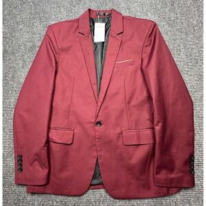 Beninos Blazer Mens Medium Burgundy One Button Sport Coat Jacket Dress Casual